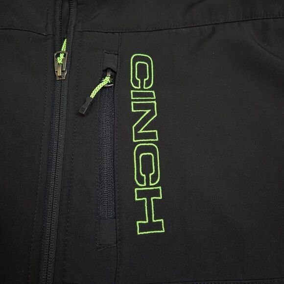 Cinch Softshell Jacket Full Zip Black Bright Green Trim Rancher Men's XL - Picture 14 of 16